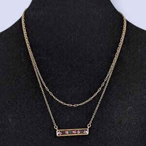 Dainty 2-Strand Pink Floral Pendant Necklace